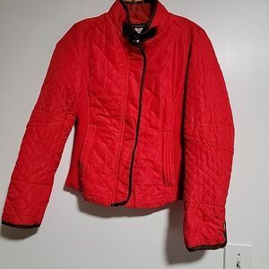 Joompy Women Jacket Size Small Red Quilted Style Pury Side Panel Strc Zip Front